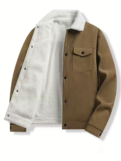 Herrenmantel aus Cord für Herbst und Winter mit Fleecefutter