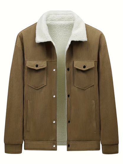 Herrenmantel aus Cord für Herbst und Winter mit Fleecefutter